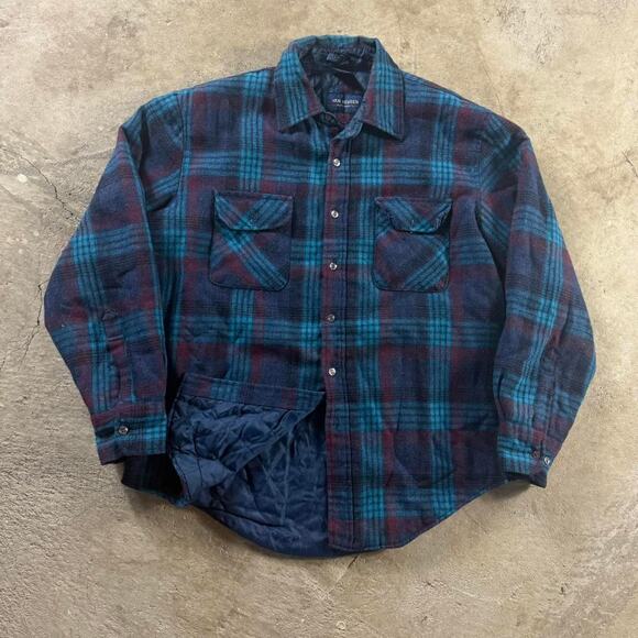 Vintage VTG 90’s Van Heusen Lined Flannel Plaid Longsleeve Button Down - Picture 1 of 8